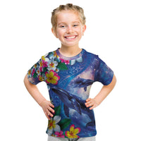 Hawaiian Lei Day Plumeria Humpback Whales Kid T Shirt Polynesian Art Vibrant Starry Nebula Style LT03 Art - Polynesian Pride