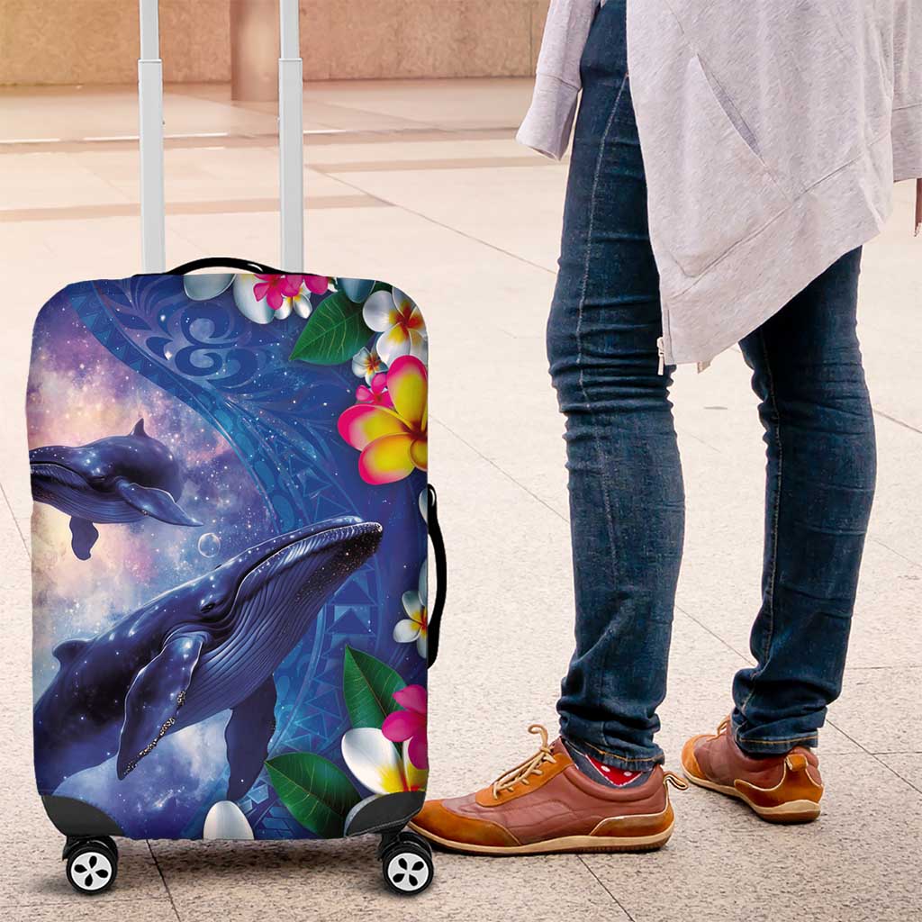 Hawaiian Lei Day Plumeria Humpback Whales Luggage Cover Polynesian Art Vibrant Starry Nebula Style LT03 Art - Polynesian Pride