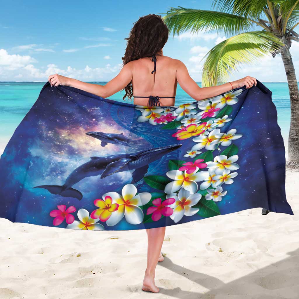 Hawaiian Lei Day Plumeria Humpback Whales Sarong Polynesian Art Vibrant Starry Nebula Style