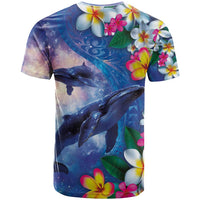 Hawaiian Lei Day Plumeria Humpback Whales T Shirt Polynesian Art Vibrant Starry Nebula Style LT03 - Polynesian Pride