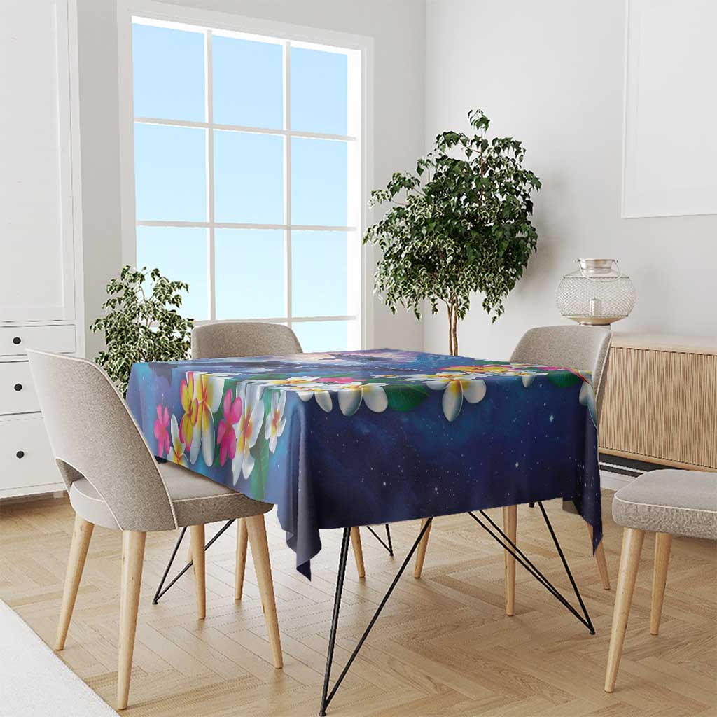 Hawaiian Lei Day Plumeria Humpback Whales Tablecloth Polynesian Art Vibrant Starry Nebula Style LT03 - Polynesian Pride