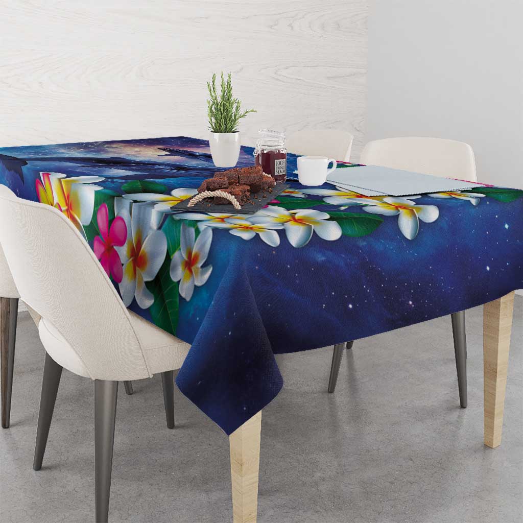 Hawaiian Lei Day Plumeria Humpback Whales Tablecloth Polynesian Art Vibrant Starry Nebula Style LT03 - Polynesian Pride