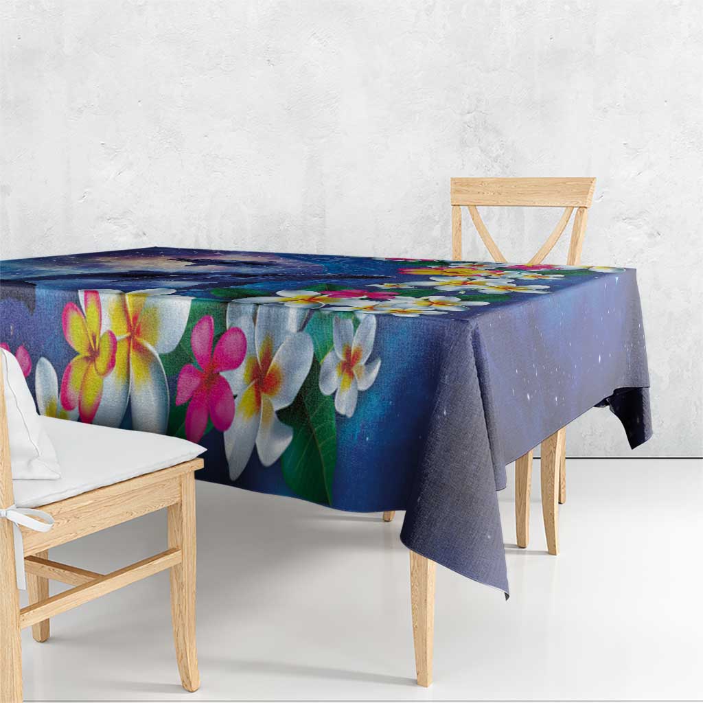 Hawaiian Lei Day Plumeria Humpback Whales Tablecloth Polynesian Art Vibrant Starry Nebula Style LT03 - Polynesian Pride