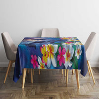 Hawaiian Lei Day Plumeria Humpback Whales Tablecloth Polynesian Art Vibrant Starry Nebula Style LT03 - Polynesian Pride