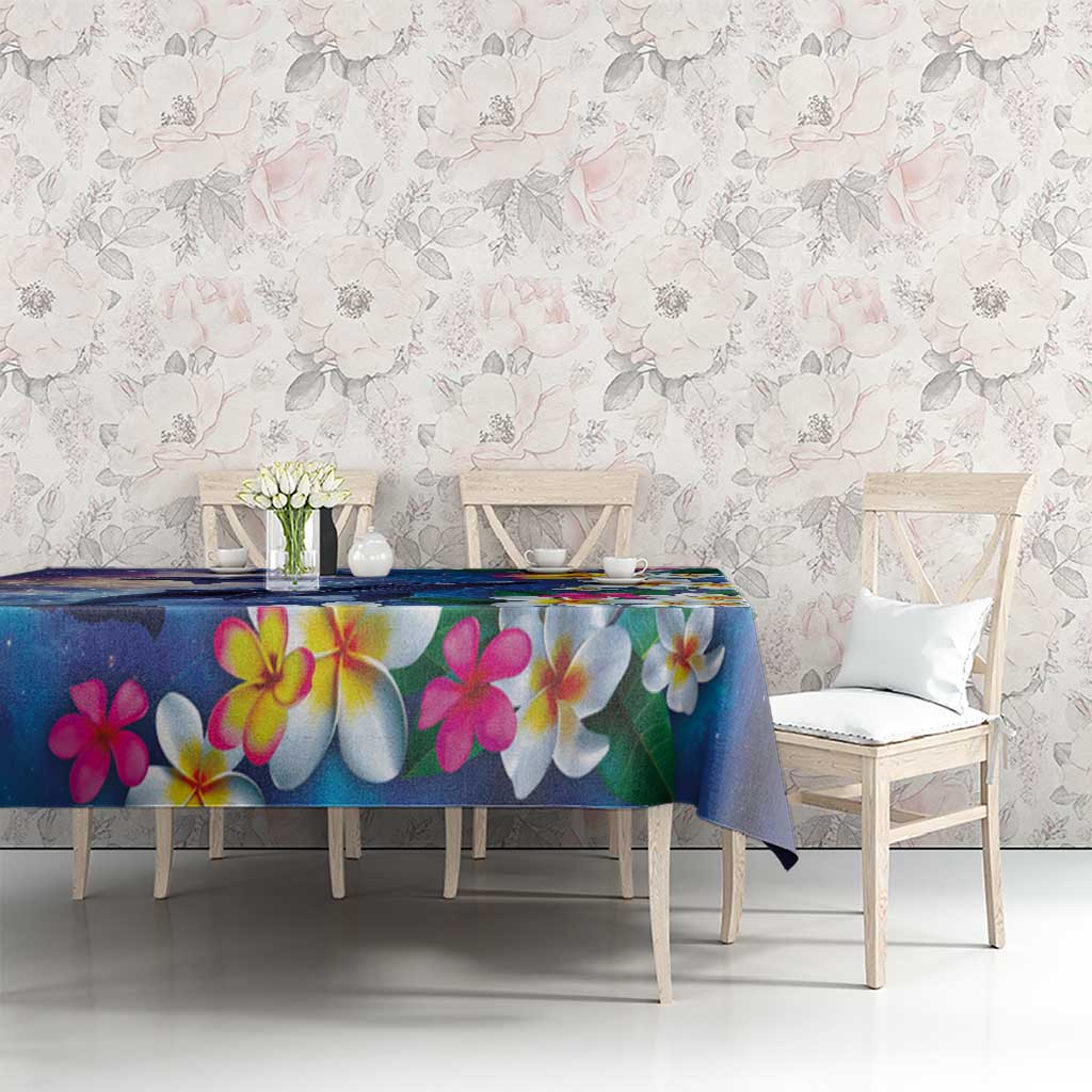 Hawaiian Lei Day Plumeria Humpback Whales Tablecloth Polynesian Art Vibrant Starry Nebula Style LT03 - Polynesian Pride