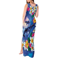 Hawaiian Lei Day Plumeria Humpback Whales Tank Maxi Dress Polynesian Art Vibrant Starry Nebula Style LT03 - Polynesian Pride