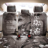 Hawaiian Lei Day Plumeria Humpback Whales Back Car Seat Cover Polynesian Art Vibrant Starry Nebula Grayscale Style LT03 - Polynesian Pride