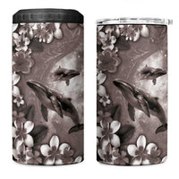 Hawaiian Lei Day Plumeria Humpback Whales 4 in 1 Can Cooler Tumbler Polynesian Art Vibrant Starry Nebula Grayscale Style LT03 One Size: 16 oz Art - Polynesian Pride