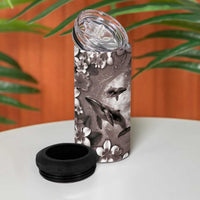 Hawaiian Lei Day Plumeria Humpback Whales 4 in 1 Can Cooler Tumbler Polynesian Art Vibrant Starry Nebula Grayscale Style LT03 - Polynesian Pride