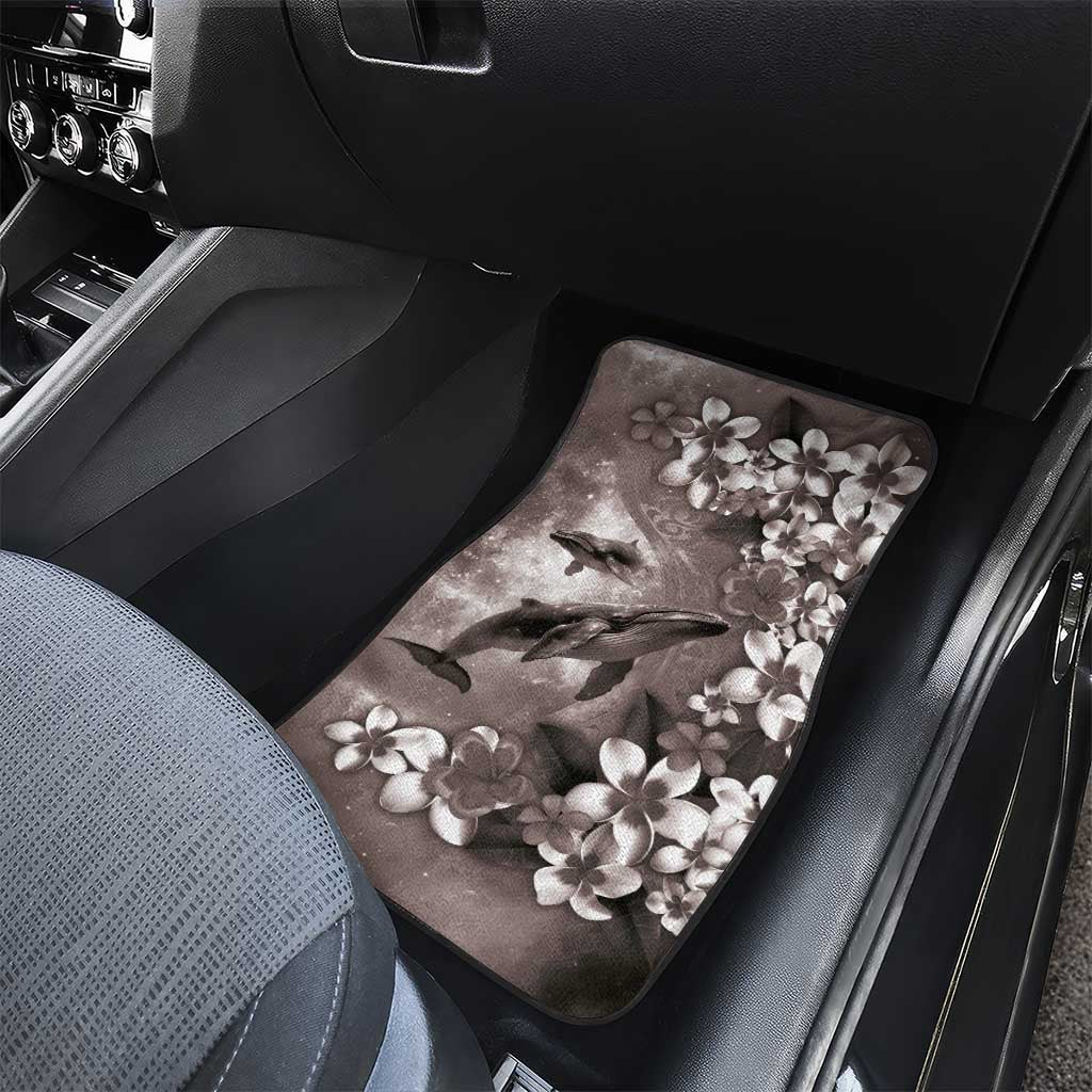 Hawaiian Lei Day Plumeria Humpback Whales Car Mats Polynesian Art Vibrant Starry Nebula Grayscale Style