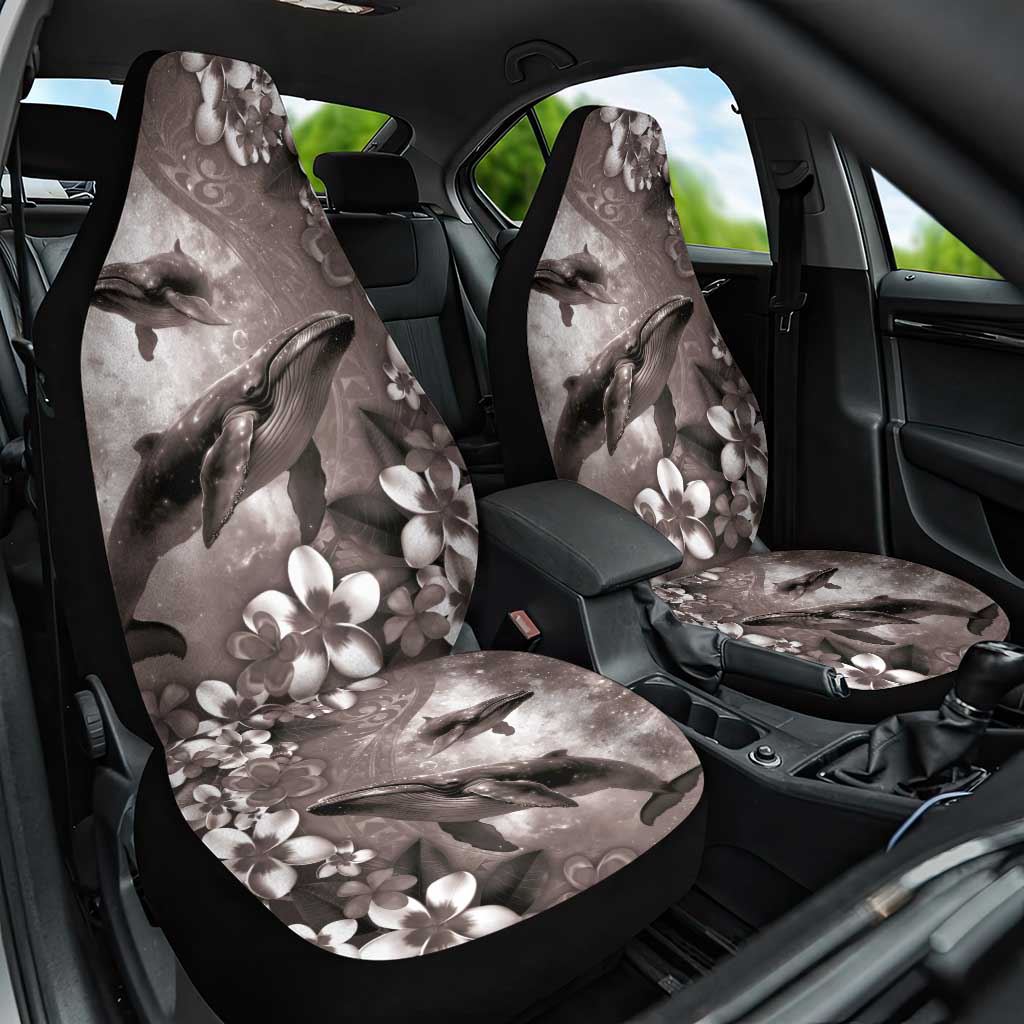 Hawaiian Lei Day Plumeria Humpback Whales Car Seat Cover Polynesian Art Vibrant Starry Nebula Grayscale Style LT03 One Size Art - Polynesian Pride