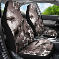 Hawaiian Lei Day Plumeria Humpback Whales Car Seat Cover Polynesian Art Vibrant Starry Nebula Grayscale Style LT03 - Polynesian Pride