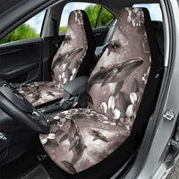 Hawaiian Lei Day Plumeria Humpback Whales Car Seat Cover Polynesian Art Vibrant Starry Nebula Grayscale Style LT03 - Polynesian Pride