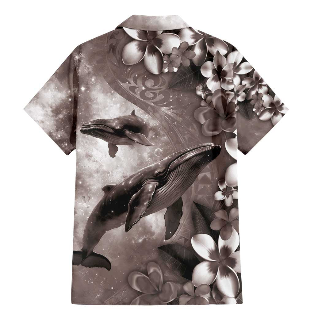 Hawaiian Lei Day Plumeria Humpback Whales Family Matching Mermaid Dress and Hawaiian Shirt Polynesian Art Vibrant Starry Nebula Grayscale Style LT03 - Polynesian Pride