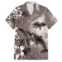 Hawaiian Lei Day Plumeria Humpback Whales Family Matching Off The Shoulder Long Sleeve Dress and Hawaiian Shirt Polynesian Art Vibrant Starry Nebula Grayscale Style LT03 Dad's Shirt - Short Sleeve Art - Polynesian Pride
