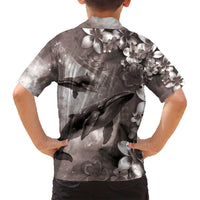 Hawaiian Lei Day Plumeria Humpback Whales Family Matching Off Shoulder Maxi Dress and Hawaiian Shirt Polynesian Art Vibrant Starry Nebula Grayscale Style LT03 - Polynesian Pride