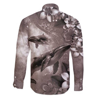 Hawaiian Lei Day Plumeria Humpback Whales Family Matching Off Shoulder Maxi Dress and Hawaiian Shirt Polynesian Art Vibrant Starry Nebula Grayscale Style LT03 - Polynesian Pride