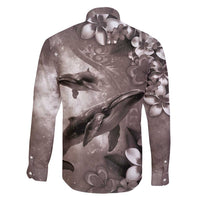 Hawaiian Lei Day Plumeria Humpback Whales Family Matching Short Sleeve Bodycon Dress and Hawaiian Shirt Polynesian Art Vibrant Starry Nebula Grayscale Style LT03 - Polynesian Pride
