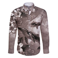Hawaiian Lei Day Plumeria Humpback Whales Family Matching Summer Maxi Dress and Hawaiian Shirt Polynesian Art Vibrant Starry Nebula Grayscale Style LT03 Dad's Shirt - Long Sleeve Art - Polynesian Pride