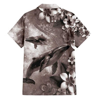 Hawaiian Lei Day Plumeria Humpback Whales Family Matching Tank Maxi Dress and Hawaiian Shirt Polynesian Art Vibrant Starry Nebula Grayscale Style LT03 - Polynesian Pride
