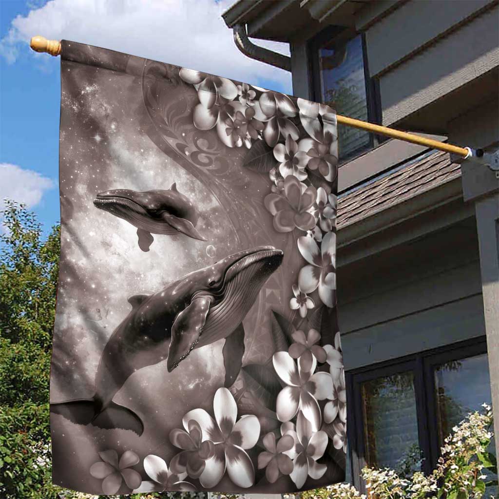 Hawaiian Lei Day Plumeria Humpback Whales Garden Flag Polynesian Art Vibrant Starry Nebula Grayscale Style LT03 - Polynesian Pride