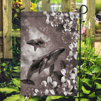 Hawaiian Lei Day Plumeria Humpback Whales Garden Flag Polynesian Art Vibrant Starry Nebula Grayscale Style LT03 Garden Flag Art - Polynesian Pride