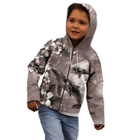 Hawaiian Lei Day Plumeria Humpback Whales Kid Hoodie Polynesian Art Vibrant Starry Nebula Grayscale Style LT03 - Polynesian Pride