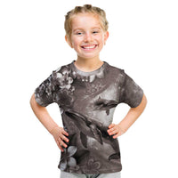 Hawaiian Lei Day Plumeria Humpback Whales Kid T Shirt Polynesian Art Vibrant Starry Nebula Grayscale Style LT03 Art - Polynesian Pride