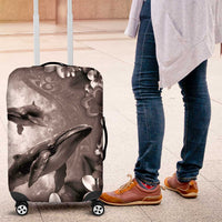 Hawaiian Lei Day Plumeria Humpback Whales Luggage Cover Polynesian Art Vibrant Starry Nebula Grayscale Style LT03 Art - Polynesian Pride