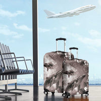 Hawaiian Lei Day Plumeria Humpback Whales Luggage Cover Polynesian Art Vibrant Starry Nebula Grayscale Style LT03 - Polynesian Pride