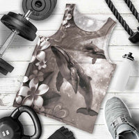 Hawaiian Lei Day Plumeria Humpback Whales Men Tank Top Polynesian Art Vibrant Starry Nebula Grayscale Style LT03 - Polynesian Pride