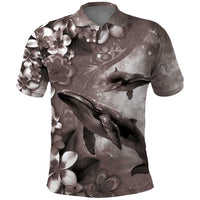 Hawaiian Lei Day Plumeria Humpback Whales Polo Shirt Polynesian Art Vibrant Starry Nebula Grayscale Style LT03 Art - Polynesian Pride