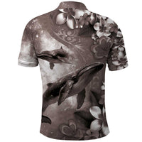 Hawaiian Lei Day Plumeria Humpback Whales Polo Shirt Polynesian Art Vibrant Starry Nebula Grayscale Style LT03 - Polynesian Pride
