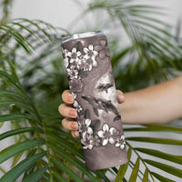 Hawaiian Lei Day Plumeria Humpback Whales Skinny Tumbler Polynesian Art Vibrant Starry Nebula Grayscale Style LT03 - Polynesian Pride
