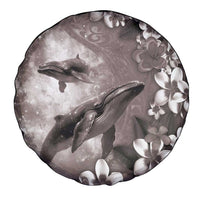 Hawaiian Lei Day Plumeria Humpback Whales Spare Tire Cover Polynesian Art Vibrant Starry Nebula Grayscale Style LT03 - Polynesian Pride