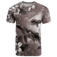 Hawaiian Lei Day Plumeria Humpback Whales T Shirt Polynesian Art Vibrant Starry Nebula Grayscale Style LT03 Art - Polynesian Pride