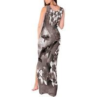 Hawaiian Lei Day Plumeria Humpback Whales Tank Maxi Dress Polynesian Art Vibrant Starry Nebula Grayscale Style LT03 - Polynesian Pride