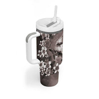 Hawaiian Lei Day Plumeria Humpback Whales Tumbler With Handle Polynesian Art Vibrant Starry Nebula Grayscale Style LT03 - Polynesian Pride