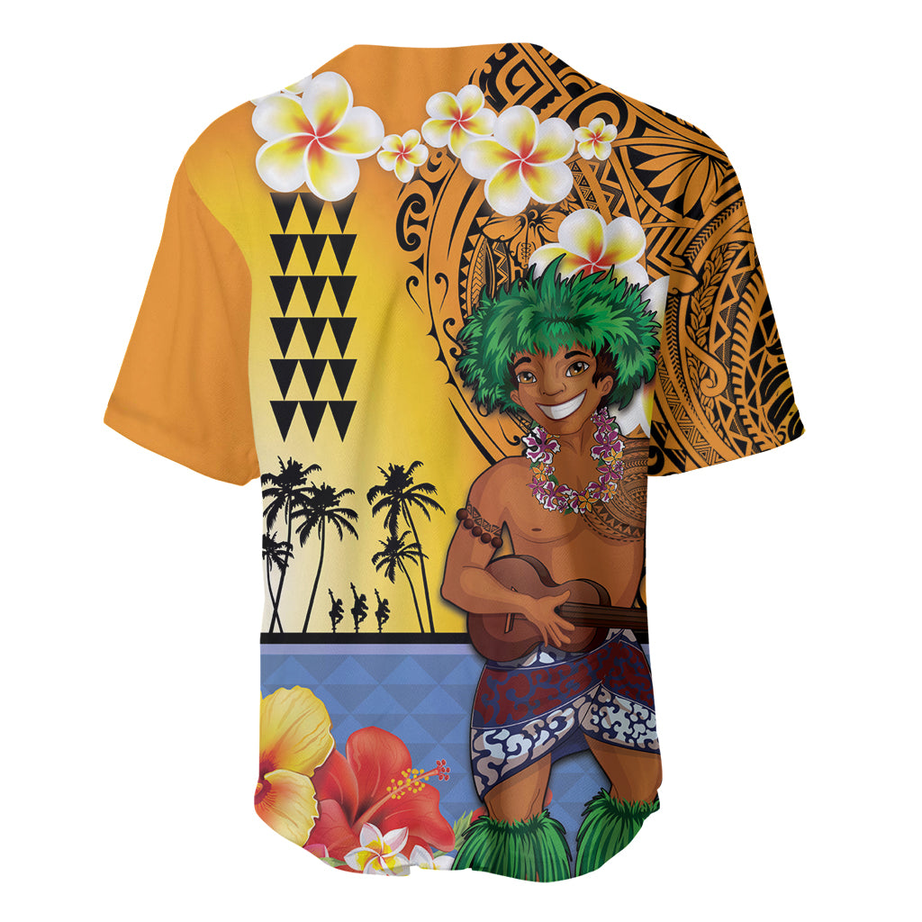 Happy Lei Day Baseball Jersey Hula Male Dancer Polynesian Flower Kakau Pattern LT03 - Polynesian Pride