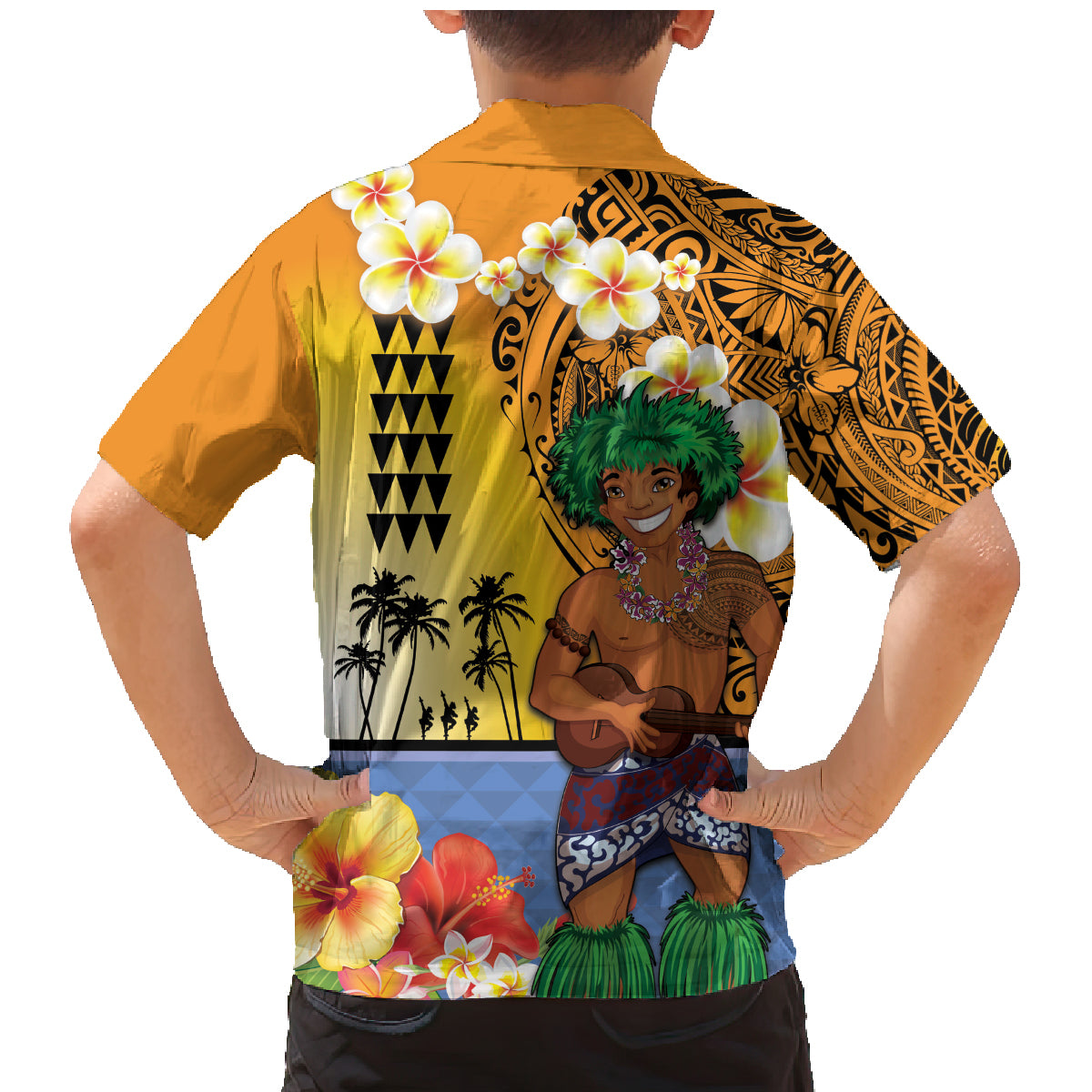 Happy Lei Day Family Matching Mermaid Dress and Hawaiian Shirt Hula Male Dancer Polynesian Flower Kakau Pattern LT03 - Polynesian Pride