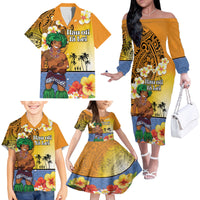 Happy Lei Day Family Matching Off The Shoulder Long Sleeve Dress and Hawaiian Shirt Hula Male Dancer Polynesian Flower Kakau Pattern LT03 - Polynesian Pride