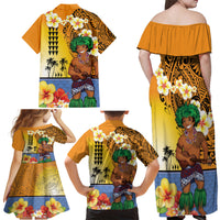 Happy Lei Day Family Matching Off Shoulder Maxi Dress and Hawaiian Shirt Hula Male Dancer Polynesian Flower Kakau Pattern LT03 - Polynesian Pride