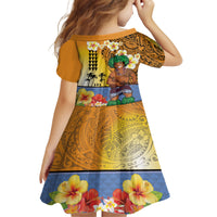 Happy Lei Day Family Matching Off Shoulder Short Dress and Hawaiian Shirt Hula Male Dancer Polynesian Flower Kakau Pattern LT03 - Polynesian Pride