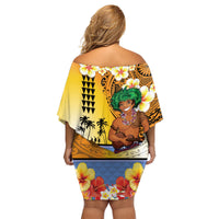 Happy Lei Day Family Matching Off Shoulder Short Dress and Hawaiian Shirt Hula Male Dancer Polynesian Flower Kakau Pattern LT03 - Polynesian Pride