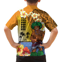 Happy Lei Day Family Matching Tank Maxi Dress and Hawaiian Shirt Hula Male Dancer Polynesian Flower Kakau Pattern LT03 - Polynesian Pride