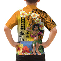 Happy Lei Day Family Matching Off The Shoulder Long Sleeve Dress and Hawaiian Shirt Hula Girl Polynesian Flower Kakau Pattern LT03 - Polynesian Pride