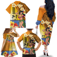 Happy Lei Day Family Matching Off The Shoulder Long Sleeve Dress and Hawaiian Shirt Hula Girl Polynesian Flower Kakau Pattern LT03 - Polynesian Pride