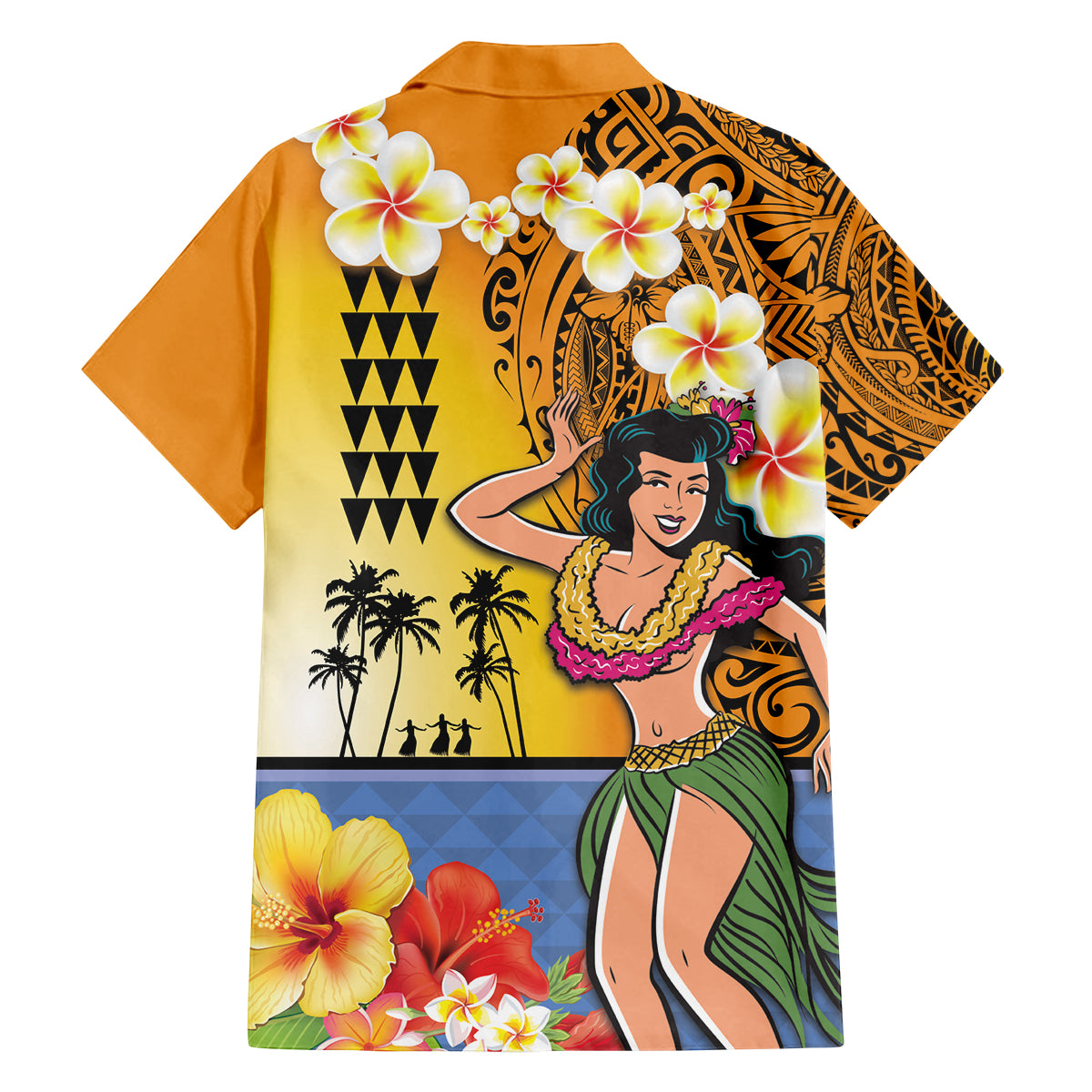 Happy Lei Day Family Matching Off Shoulder Short Dress and Hawaiian Shirt Hula Girl Polynesian Flower Kakau Pattern LT03 - Polynesian Pride