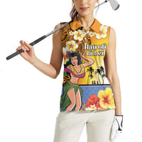 Happy Lei Day Women Sleeveless Polo Shirt Hula Girl Polynesian Flower Kakau Pattern LT03 - Polynesian Pride