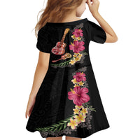 Ukulele mix Polynesian Flower Family Matching Short Sleeve Bodycon Dress and Hawaiian Shirt Hawaiian Tribal Pattern LT03 - Polynesian Pride